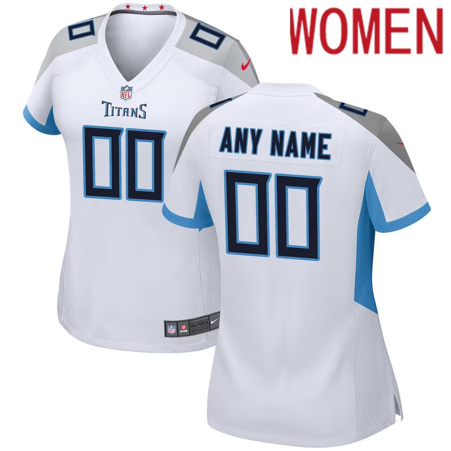 Women Tennessee Titans Nike White Custom Game NFL Jersey->->Custom Jersey